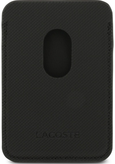 Apple Uyumlu iPhone 17 Pro Max Kılıf Lacoste Lisanslı M-safeli Pu Pike Desenli Metal Logo Kartlıklı Kapak Siyah Siyah