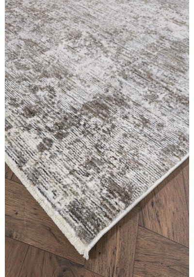Vivanni Home Everlynn Polyester Vintage Halı Pamuk Atkı Tabanlı Modern Dokuma Ev Halısı Krem Gri
