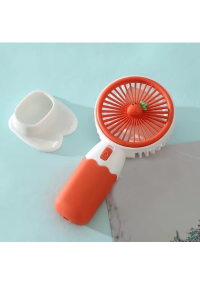 Şarjlı Mini El Fanı Ve Masaüstü Fanı, Yüksek Hızlı Vantilatör, Güçlü Pervaneli Fan Renkli Meyve Desenli, - Havuç