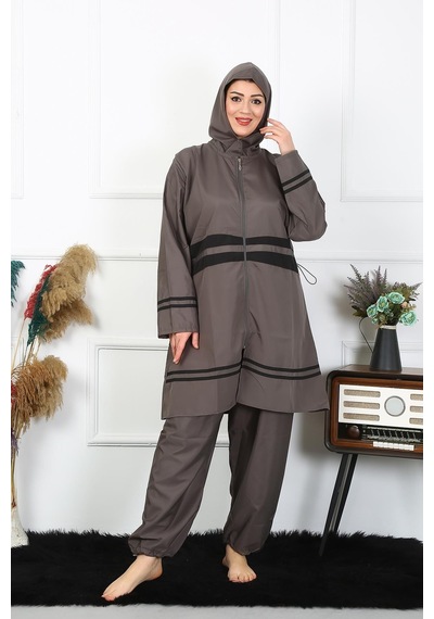 Akbeniz Büyük Beden Tesettür Mayo 7xl-8xl-9xl-10xl Füme 55010-füme Füme