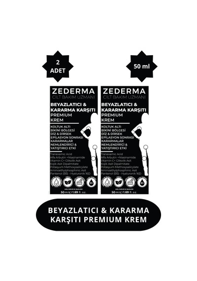 Zederma Beyazlatıcı Kararma Karşıtı Premium Krem 50 Ml 2 Adet
