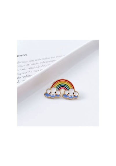 Gökkuşağı Broş, Çocuk Broş, İğneli Broş Klipsli Broş Yaka Broşu Ceket Yaka İğnesi, Mineli B239