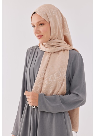 Mirsoy Scarf Daka Desen Parlak Jakar Şal - Sütlü Kahve Sütlü Kahve