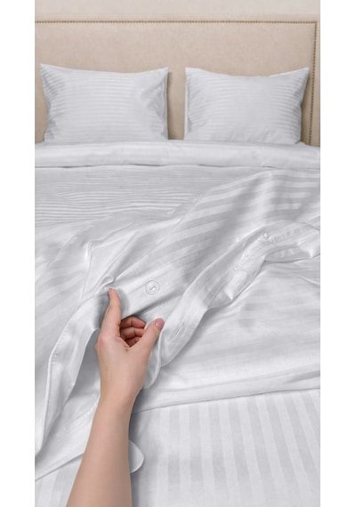 Çift Kişilik %100 Pamuk Saten Nevresim Seti Premium Seri 8 Renk Seçeneği 200x220 Beyaz