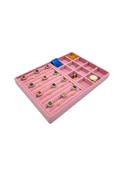 Takı Organizeri Rulo Ve Bölmeli Süet Pembe