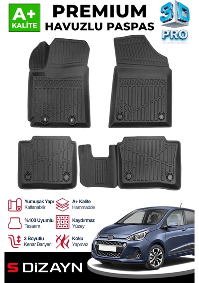 S-dizayn Hyundai İ10 3d Pro Havuzlu Paspas 2013-2019 A+ Kalite