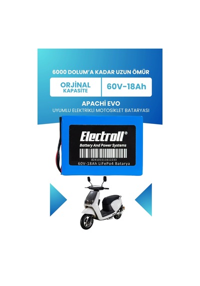 Apachi Evo Batarya Standart Kapasite Lifepo4 60v 18ah Elektrikli Motosiklet Bataryası