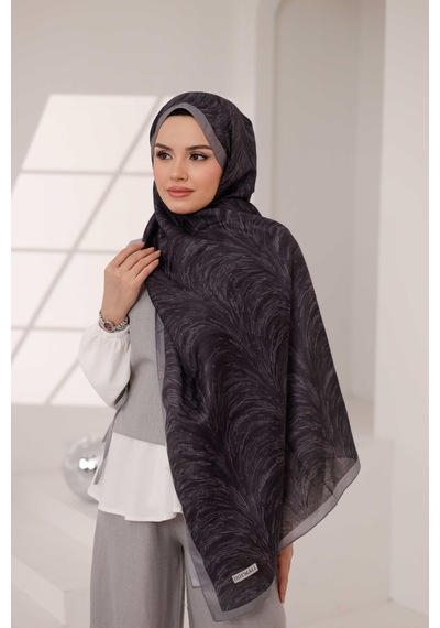 Mimiyum Ebru Desen-soft Şal Gri Siyah Çok Renkli