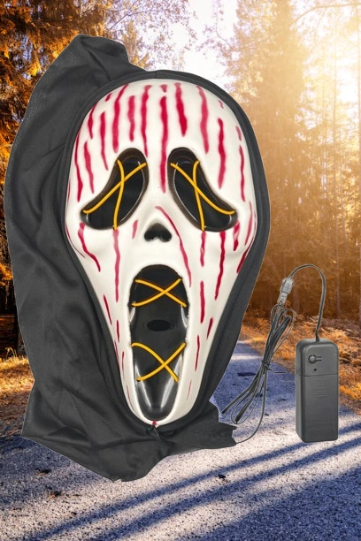 Halloween Maske Çığlık Neon Model Lüks Pilli Ark.t Diğer