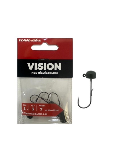 Hanfish Vision Ned Rig Jig Head Mjg 7gr No:2 Moss Green 3 Adet