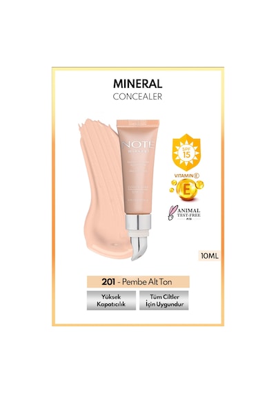Note Cosmetique Mineral Concealer Spf 15 Yoğun Kapatıcı Metal Başlıklı Göz Altı Kapatıcısı - 201 Açık