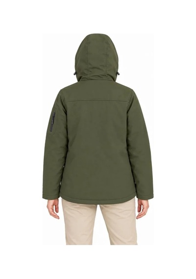 Butik İstanbul Su Geçirmez Softshell İçi Polar Astarlı Çıkarılabilir Kapüşonlu 4 Cepli Mont Ceket - Haki