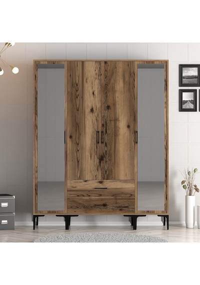 Variant Kumsal 4 Kapılı Rtr Gardrop - Ceviz / Ceviz