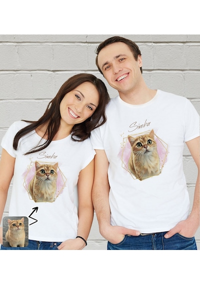 Bk Gift Kişiye Özel Evcil Hayvan Tasarımlı Beyaz Tişört-2, Sevgiliye Hediye, Arkadaşa Hediye, Trend T-shirt Kobitmeyencom33931 Bk Gift