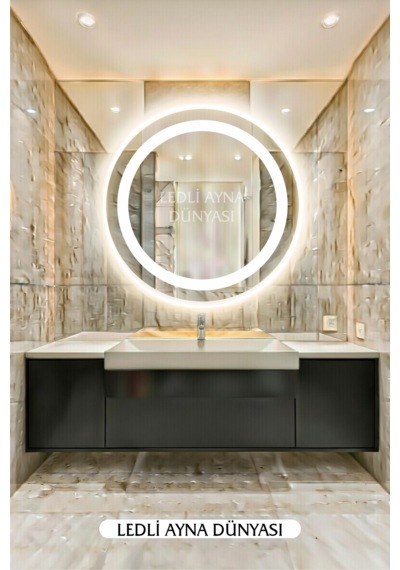 Ledliaynadünyası 60 Cm Beyaz Ledli Banyo Antre Makyaj Aynası Beyaz - Gümüş