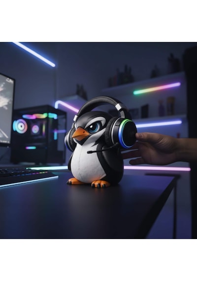Happy3dworld Penguen Figürlü Kulaklık Standı, 3d Baskı Gaming Masaüstü Dekor