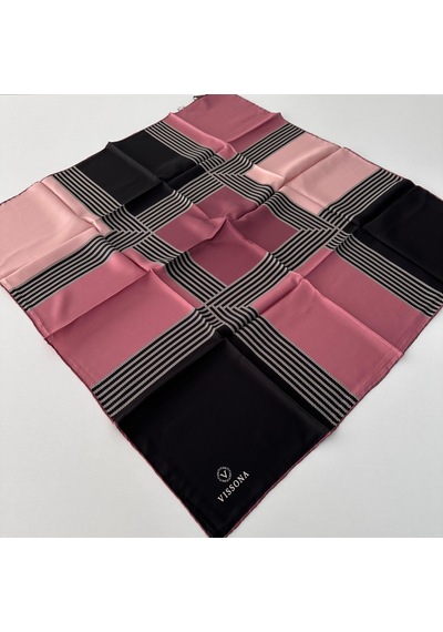 Vissona Twill İpek Eşarp Koyu Pudra Ipk4101-27281 Çok Renkli
