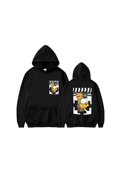 Startmore Simpson Basklı Kapişonlu Sweat siyah