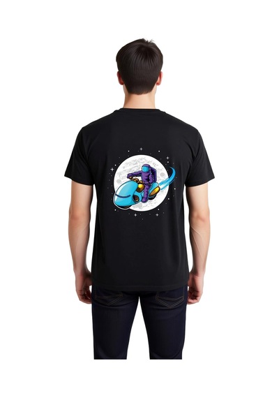 Paybuy Retro Roket Motosiklet Astronot Baskılı Erkek Tişört