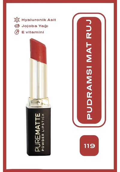 Pure Matte Powder Lipstick No: 119 - Nemlendirici Pudramsı Mat Ruj Çok Renkli