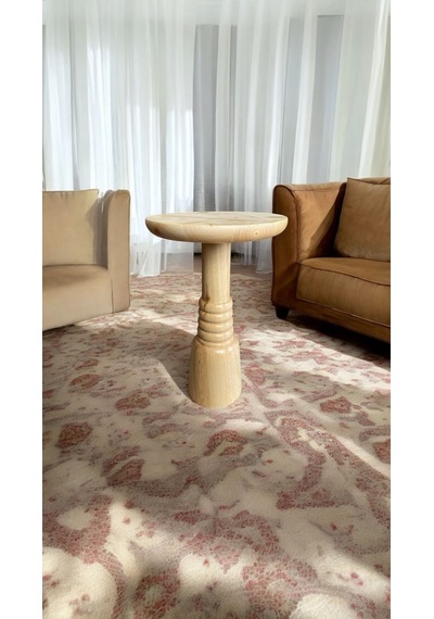 Wood Wooden Ahşap Tekli Boğumlu Mantar Yan Sehpa Modern Naturel R