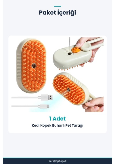 Kedi Köpek Buharlı Pet Tarağı - Sprey Özellikli
