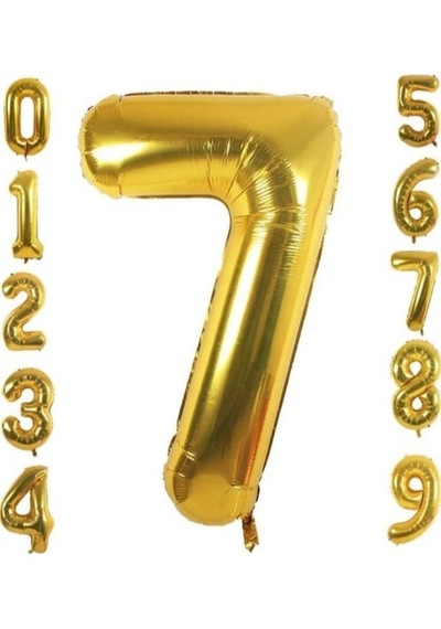 7 Yaş Doğum Günü Parti Kutlama Rakam Folyo Balon Altın Renk 36 Cm 16 Inç