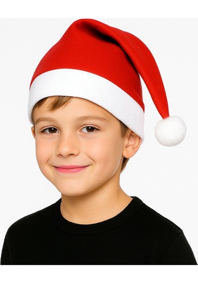 Yetişkin Noel Şapkası - Yılbaşı Şapkası - Polar Yıl Başı Şapkası - Noel Baba Şapkası