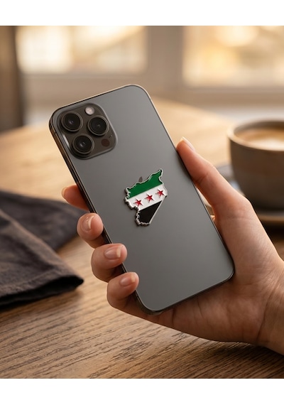 Suriye Haritası İçinde Bayrağı Telefon Sticker 3d Metal Tasarım, Premium Kalite Arka Süs A300128 Diğer