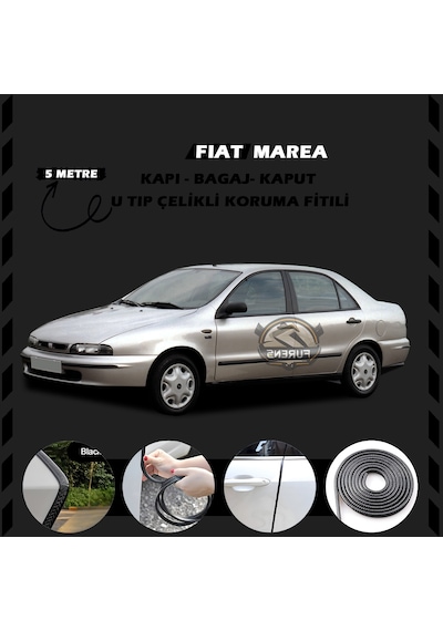 Fiat Marea Oto Araç Kapı Koruma Fitili 5 Metre Parlak Siyah Renk