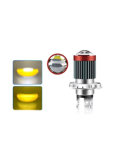 Motosiklet Led Xenon Adet H4 Çakarlı Beyaz-amber-kırmızı / Laam959