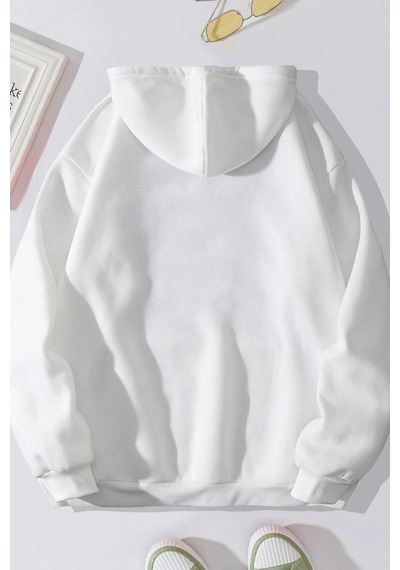 Uyguntarz Unisex Shinobi Kedi Baskılı Sweatshirt beyaz