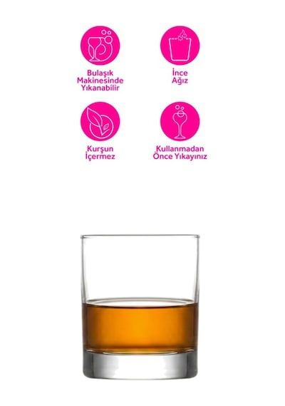Lav Ada Cam Viski Bardağı 6'lı 320 ml (Meşrubat/Kokteyl Bardağı )