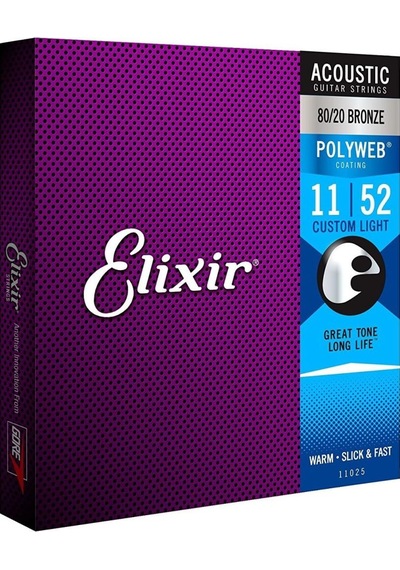 Elixir 11025 Polyweb Bronze Custom Light Akustik Gitar Teli .011-.052