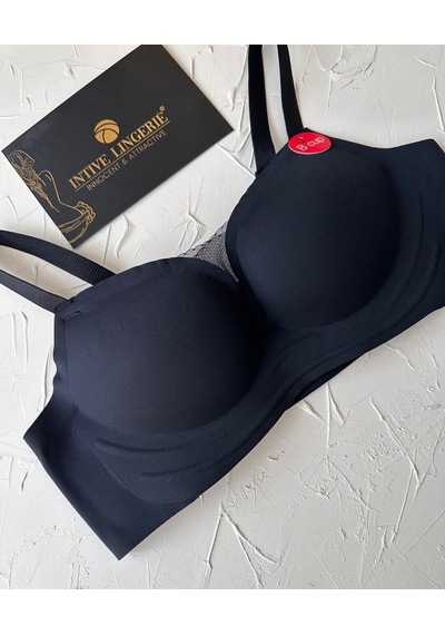 Olivia Balensiz Dikişsiz Lazer Kesim Hafif Destekli Önü Dantel De Siyah