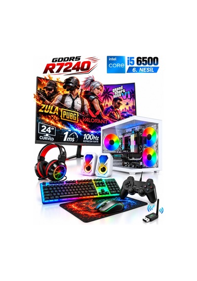 J-Tech V1181 i5-6500 16 GB 512 GB SSD 4G R7240 24" Free Dos Masaüstü Oyuncu Bilgisayarı