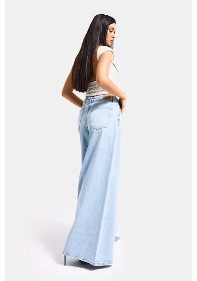 Itsbasic Kadın Ice 4s6-3 Elephant Leg Süper Bol %100 Koton Denim Jean Ice Kot