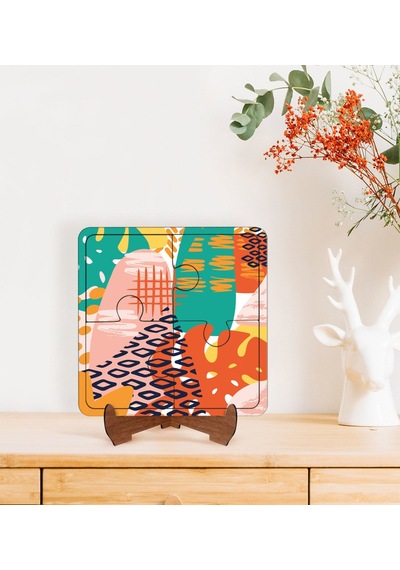 Bk Gift Modern Art Tasarımlı Ahşap Standlı Puzzle Çerçeve-3