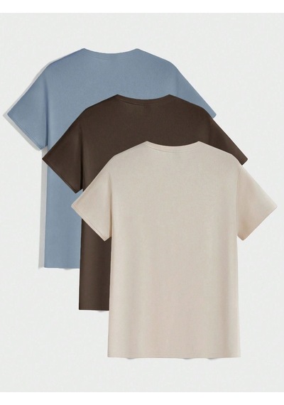 3'lü Basic Süprem T-shirt - Bebe Mavisi Kahverengi Bej Oversize Bisiklet Yaka Tişört Bebe Mavi Kahverengi Bej-78021 3'lü Basic Süprem T-shirt - Bebe Mavisi Kahverengi Bej Oversize Bisiklet Yaka Tişört Bebe Mavi Kahverengi Bej-78021