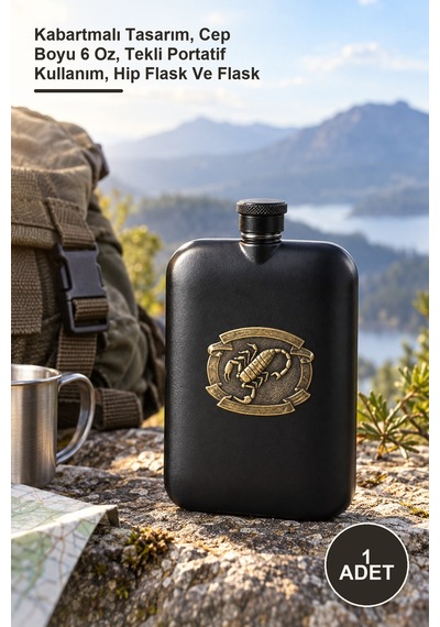 1 Adet Paslanmaz Çelik Matara Kabartmalı Tasarım, Cep Boyu 6 Oz, Tekli Portatif Kullanım, Hip Flask Ve Flask