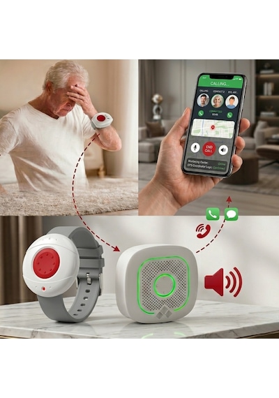 Yaşlı Hasta Sos Buton Panik Bileklik Alarm Seti Wifi Özellikli