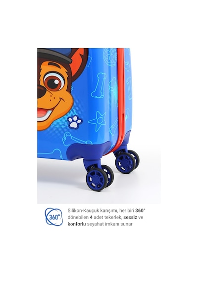 Gedox Kids Paw Patrol Lisanslı Çocuk Valizi Chase Temalı Darbeye Dayanıklı 360 Tekerlek Mavi