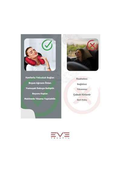Ortopedik Seyahat Yastığı Visco Boyun Destekli Seyahat Yastığı Hipoalerjik Love Desenli