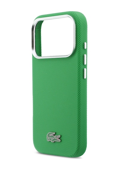 Apple iPhone 17 Pro Kılıf Lacoste Lisanslı M-safe Uyumlu Pvc Pike Desenli İkonik Timsah Logolu Kapak Yeşil