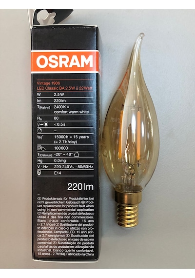 3 Adet Osram 2,5w 22w 220 Lümen E14 Rustik Kıvrık Led Buji Lamb