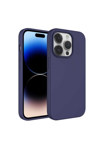 Apple Uyumlu iPhone 14 Pro Kılıf Sıvı Teknolojili Silinebilir Sert Zore Kivi Kapak Lacivert