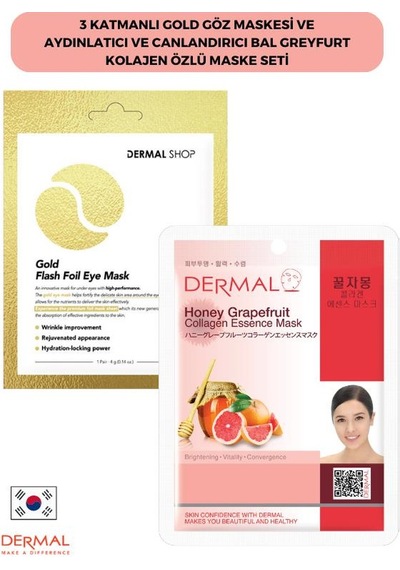 Dermal 3 Katmanlı Gold Göz Maskesi + Bal Greyfurt Kolajen Özlü Maskesi 23 G