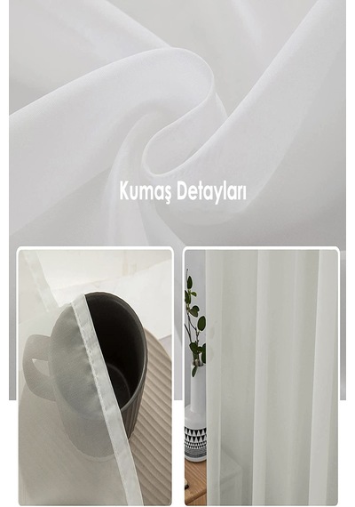 Düz Sade Tül Perde, Korniş Ve Rustik Kullanımı İçin Uygun, Düz Dikim, 300x270 Ölçü Krem