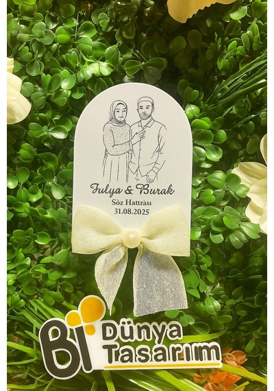 Uv Baskı Pleksi Magnet Söz, Nişan, Nikah, Düğün, Kına, Doğum Günü 15 Adet Altın Eskitme