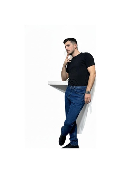 Myrab Denim Erkek Siyah Regular Fit Rahat Kesim Denim Zift Mavi Jeans Açık Mavi